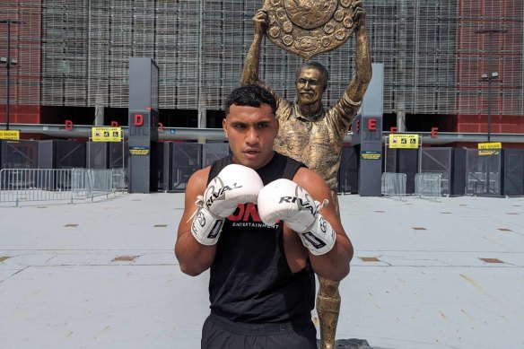 Tevita Pangai Junior outside Suncorp Stadium.