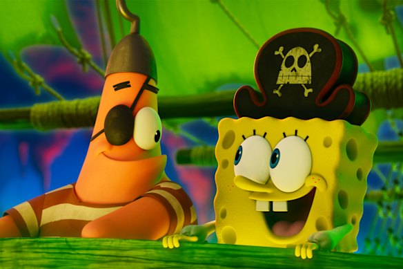 Patrick Star (Bill Fagerbakke) and SpongeBob SquarePants (Tom Kenny) in The SpongeBob Movie: Search For SquarePants.