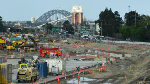 Generic images showing Westconnex demolition and development conjoined between Lilyfield Road and the City-West Link near Annandale.