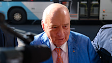 Former radio broadcaster Alan Jones arrives at Downing Centre Local Court in Sydney on Tuesday, August 4.