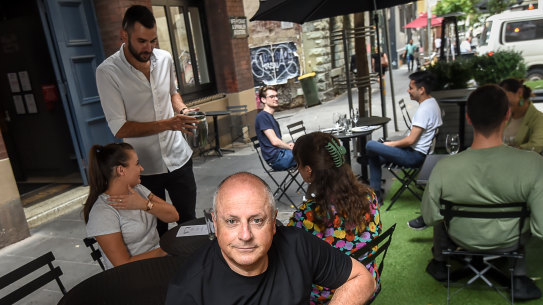 Restaurant tsar Chris Lucas at his Chin Chin parklet.