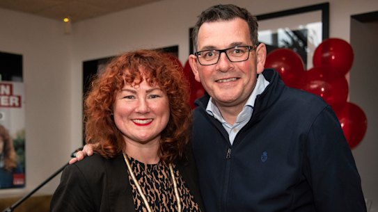 Lauren O’Dwyer with Premier Daniel Andrews at her campaign launch on Thursday night.