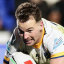 Eels fullback Clint Gutherson scores against the Warriors on Friday.
