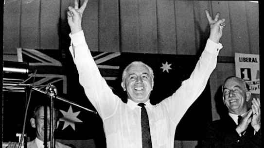 Harold Holt on election night.