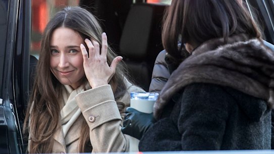 Charlie Javice arrives at court in New York.