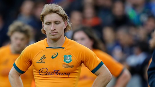 FLORENCE, ITALY - NOVEMBER 12: Tate McDermott of Australia at the end of the Autumn International match between Italy and Australia at Stadio Artemio Franchi on November 12, 2022 in Florence, Italy. (Photo by Timothy Rogers/Getty Images)