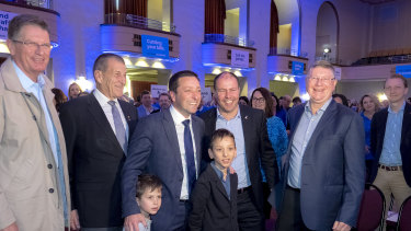 Former Liberal Party leaders with federal Treasurer Josh Frydenberg (second from the right).