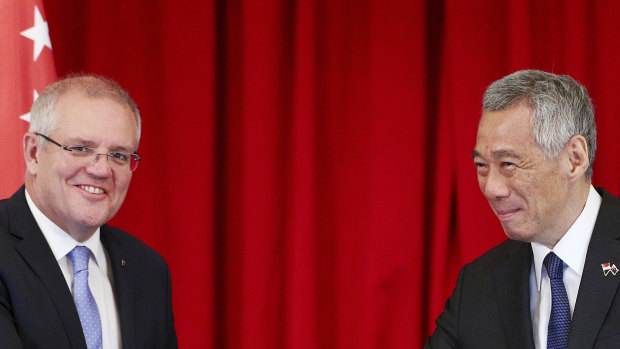 Australian Prime Minister Scott Morrison with Singaporean PM Lee Hsien Loong in 2019.