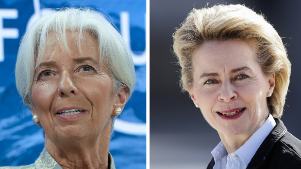 The new EU leaders, from left, Christine Lagarde and Ursula von der Leyen.