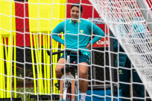 Sam Kerr was off her feet and on the bike on Sunday.