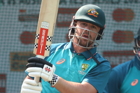 Travis Head training in Nagpur before being left out of the first Test.