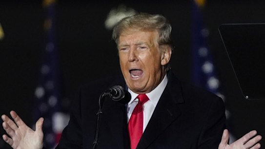Former president Donald Trump speaks during a ‘Save America’ rally in Vandalia, Ohio, on Nov. 7, 2022. 