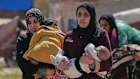 Displaced Palestinians fleeing Rafah last month.