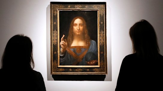 The “Salvator Mundi” on display at Christie’s auction rooms in London in October 2017.