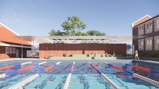 Concept design/ artists impression of the new pool at Wesley College in Perth, WA. 