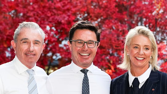 Nationals deputy leader Kevin Hogan, Nationals leader David Littleproud and leader of the Nationals in the Senate Bridget McKenzie.