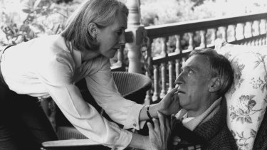 Edens Lost, a television adaption of Sumner Locke Elliott's novel. Eve (Julia Blake) tends her ailing husband, Judge Heath St. James (Arthur Dignam), 1989.