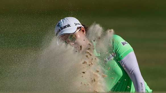 Minjee Lee plays out of the bunker.