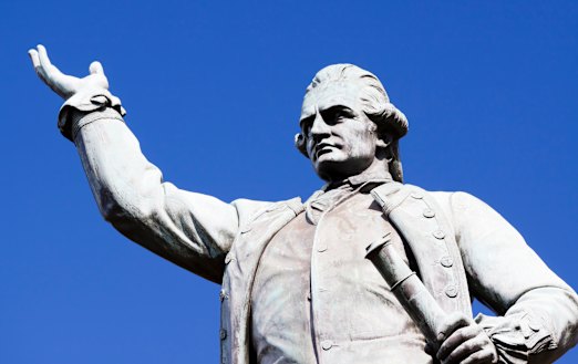 The statue of Captain James Cook in Hyde Park was created by sculptor Thomas Woolner in 1879. 