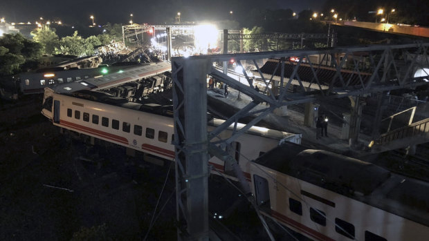 The train derailment in northern Taiwan on Sunday.