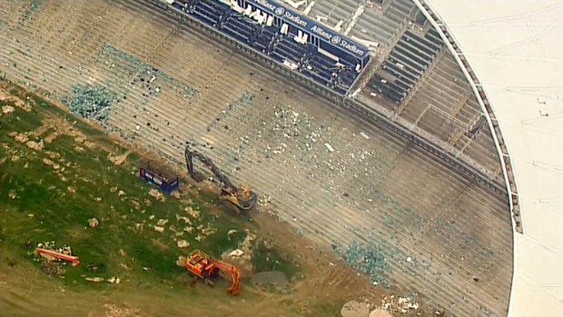 Demolition work inside Allianz Stadium on Thursday.