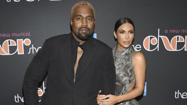 Kanye West and Kim Kardashian West at opening night of The Cher Show in New York on Monday. 