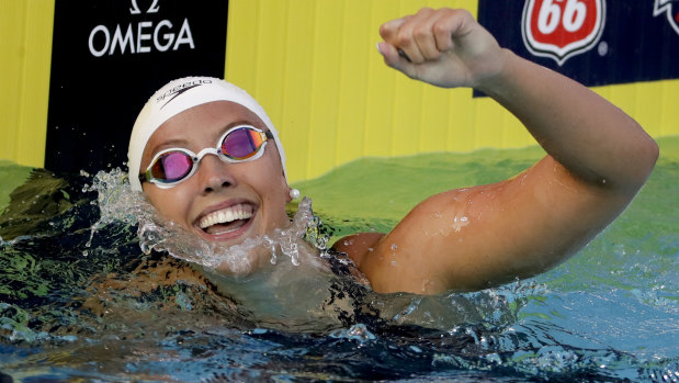 Stiff opposition: Kathleen Baker broke the 100m backstroke world record at the US National titles.