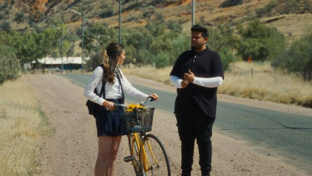 Real-life musicians playing musicians: Madison Hull and Jacob Harvey in <i>Under Streetlights</i>.