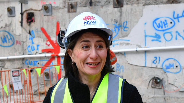 NSW Premier Gladys Berejiklian at the metro site in Martin Place on Wednesday.