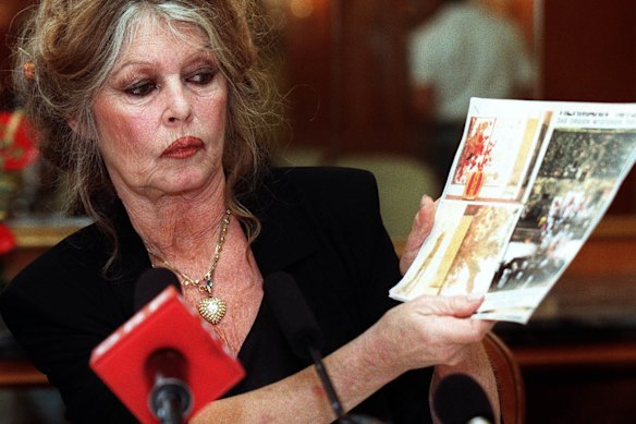 Brigitte Bardot was photographed during an animal rights protest in Austria in 1998.
