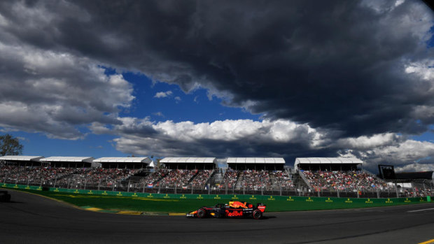 Under a cloud: Daniel Ricciardo's was up against it from the outset in his bid for a podium finish after starting the race from eighth position due to a grid penalty.