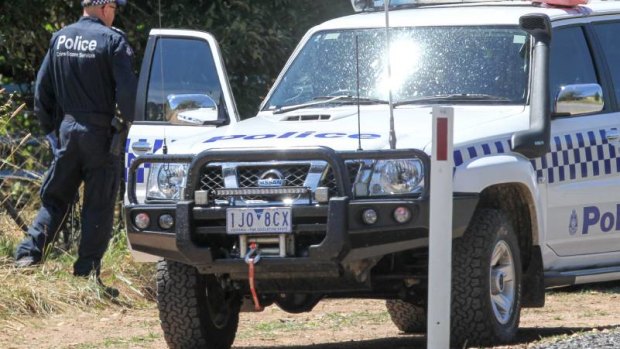 Police at a farm in Georges Creek in north-east Victoria where a 58-yar-old man was killed by an animal on Thursday morning.