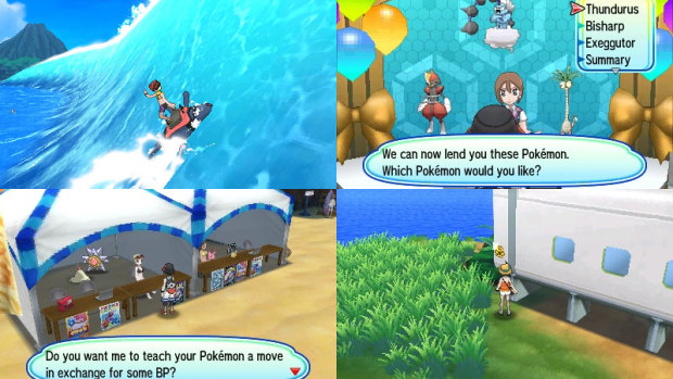 Some of the new features include surfing with Mantine, renting powerful Pokemon, cashing in battle points to learn new moves and collecting stickers.