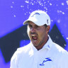 Chase Koepka celebrates his hole-in-one in LIV Golf’s Australian event.
