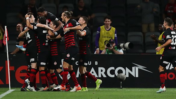 Patrick Ziegler gives Western Sydney the lead in the 79th minute.