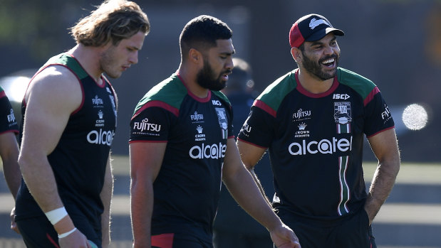 Playing it safe: The Rabbitohs have decided that Greg Inglis, right, is too important to rush back prematurely from injury.