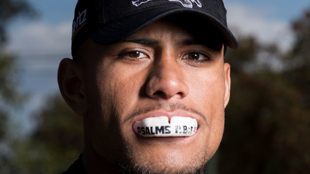 Panthers star Stephen Crichton carries a bible verse on his mouthguard.