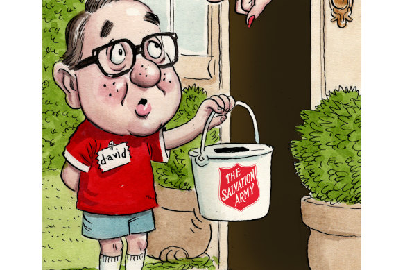 David Gonski, doorknocking as a schoolboy for the Red Shield Appeal.