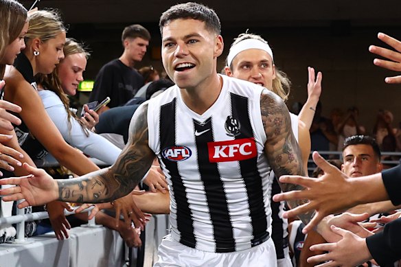 This year, there are seven members in Collingwood’s leadership team, including Jamie Elliott and Darcy Moore.  
