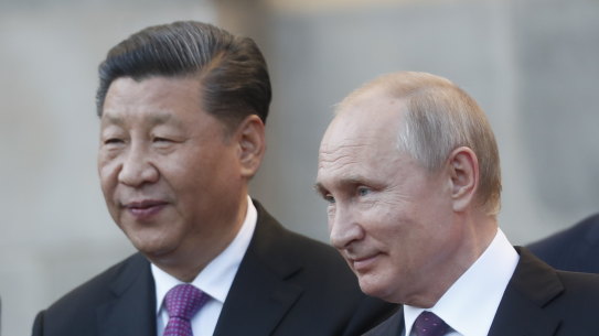 Russian President Vladimir Putin, right, and Chinese President Xi Jinping in Moscow in 2019.