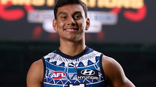 Carlton’s Jesse Motlop in the Blues’ jersey.