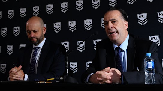 Dark days ahead: Todd Greenberg and Peter V'landys.
