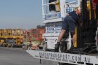 Workers pack up equipment at the construction site of Amazon’s largest warehouse in Melbourne’s Craigieburn after contractor Roberts Co stopped work on Friday.