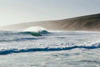 Waves breaking at Yallingup beach in WA’s South West.
