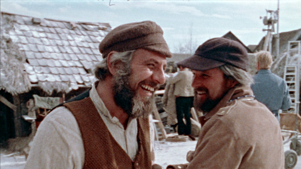Director Norman Jewison, right, and Israeli actor Topol, who played protagonist Tevye.