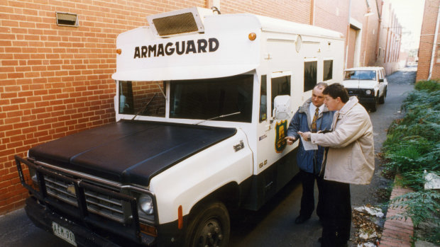 The Armaguard van in Richmond in 1994 after it was emptied of more than $2 million.
