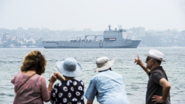 HMAS Choules leaves Sydney for East Gippsland on Wednesday. 