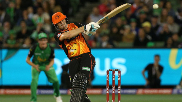 Back in the swing: Scorchers' Cameron Bancroft batting against the Melbourne Stars at the MCG on Wednesday night.