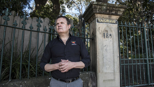 NSW Aboriginal Land Council CEO James Christian outside the Yasmar juvenile justice facility in Haberfield, which has had a land claim over it since 2016.