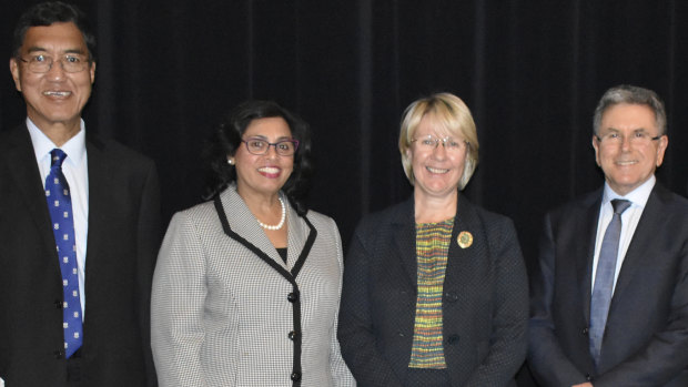 Vice chancellors professor Amit Chakma (UWA), professor Selma Alliex (Notre Dame), professor Eeva Leinonen (Murdoch University), and professor John Cordery (Curtin University). 